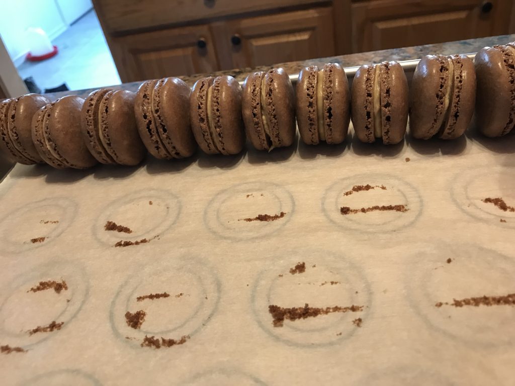 Cinnamon Chocolate Macarons with Peanut Butter