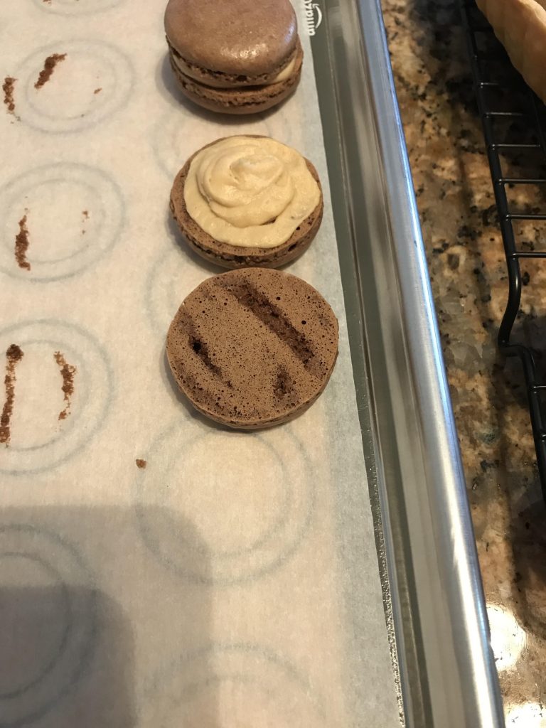 Cinnamon Chocolate Macarons with Peanut Butter