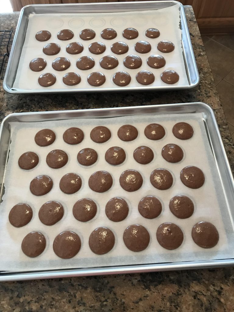 Cinnamon Chocolate Macarons with Peanut Butter