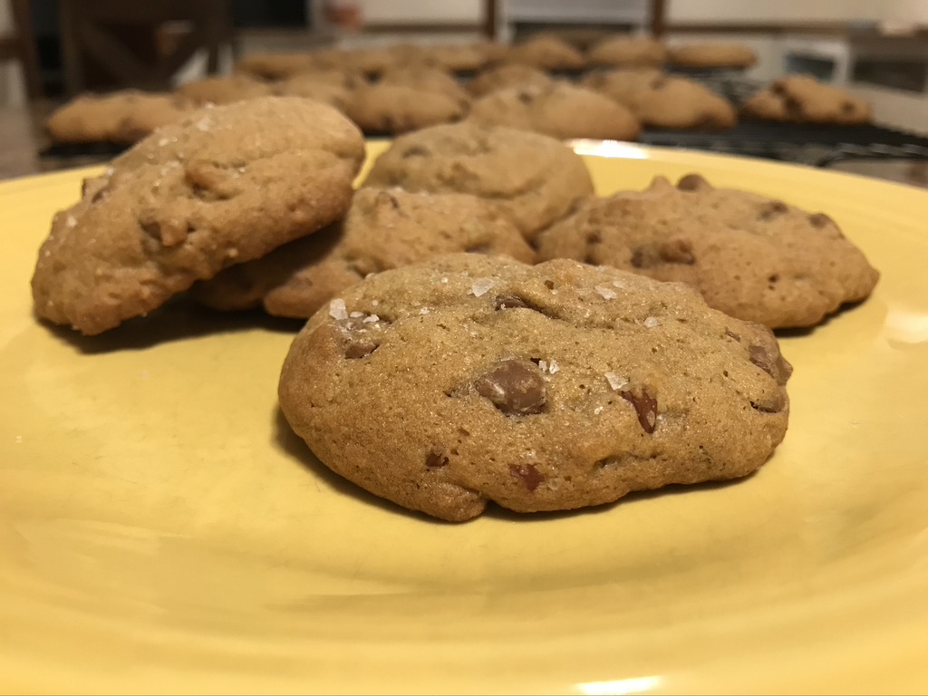 Salted pecan chocolate chip cookies