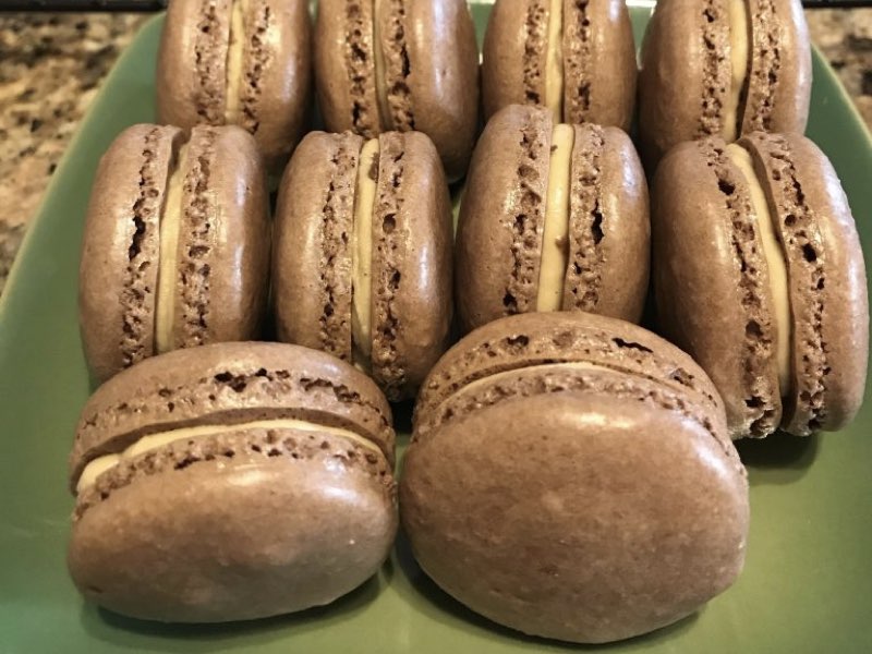 Cinnamon Chocolate Macarons with Peanut Butter