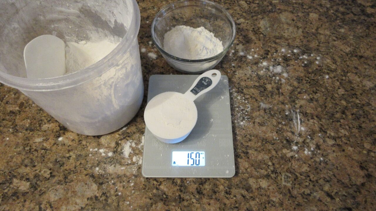 how much does 3 cups of all purpose flour weigh in grams